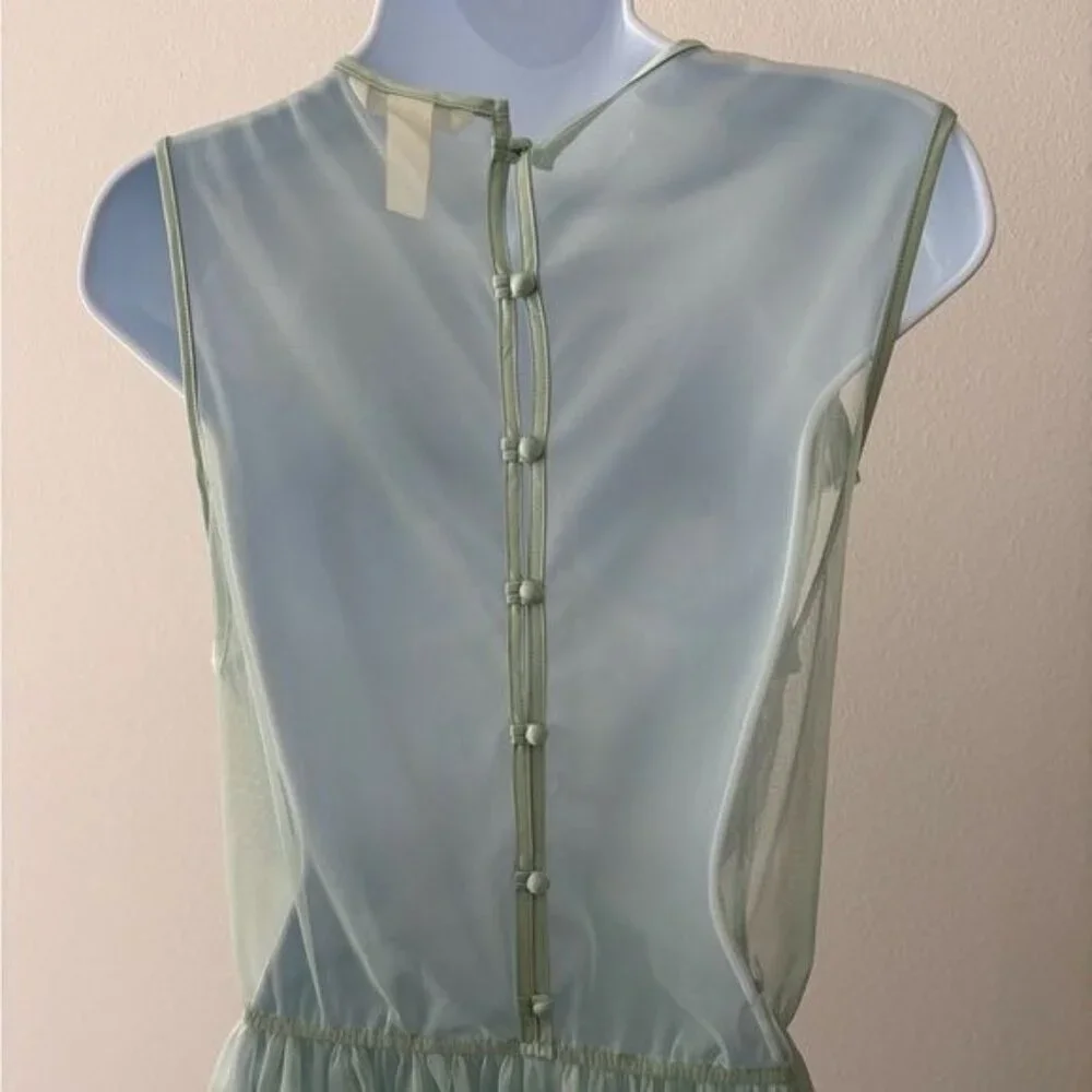 H & M Top 12 Mesh Peplum Green Ruffle Tulle Romantic Cottagecore Victorian Fairy - Picture 13 of 13